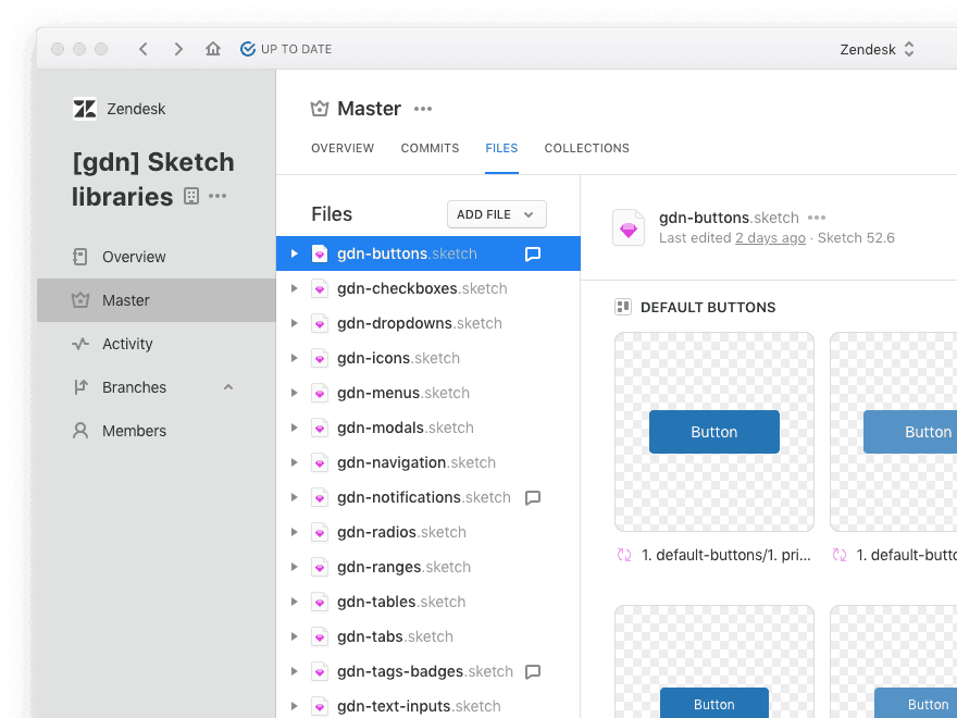 Zendesk Sketch libraries in Abstract